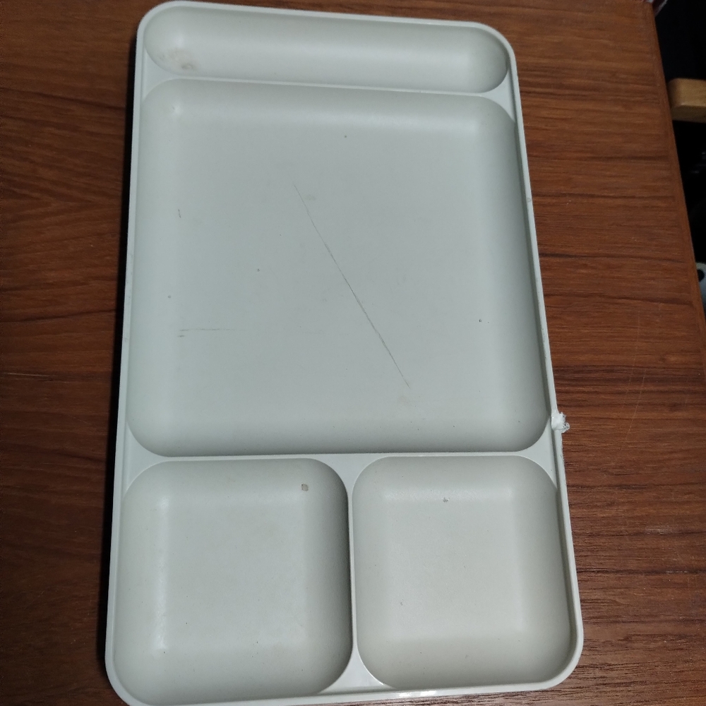 Vintage Tupperware 4 Section Food Tray Beige Retro School Food Tray Organizer